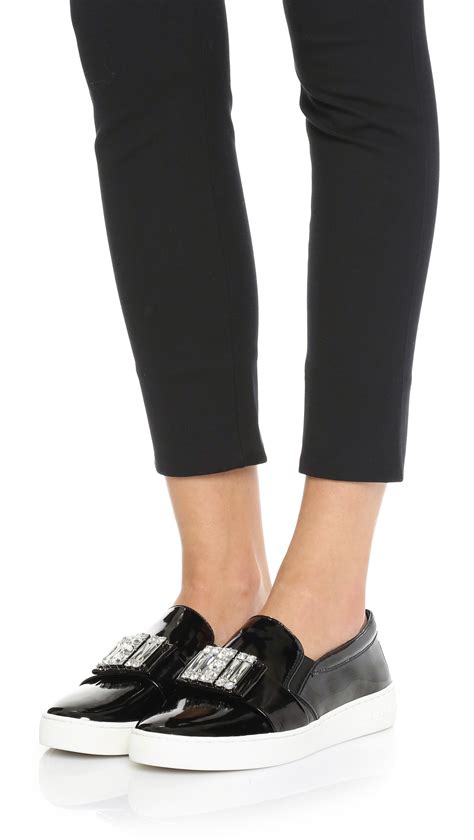 michael kors sneakers dames zwart lak|Michael Kors slip on sneakers.